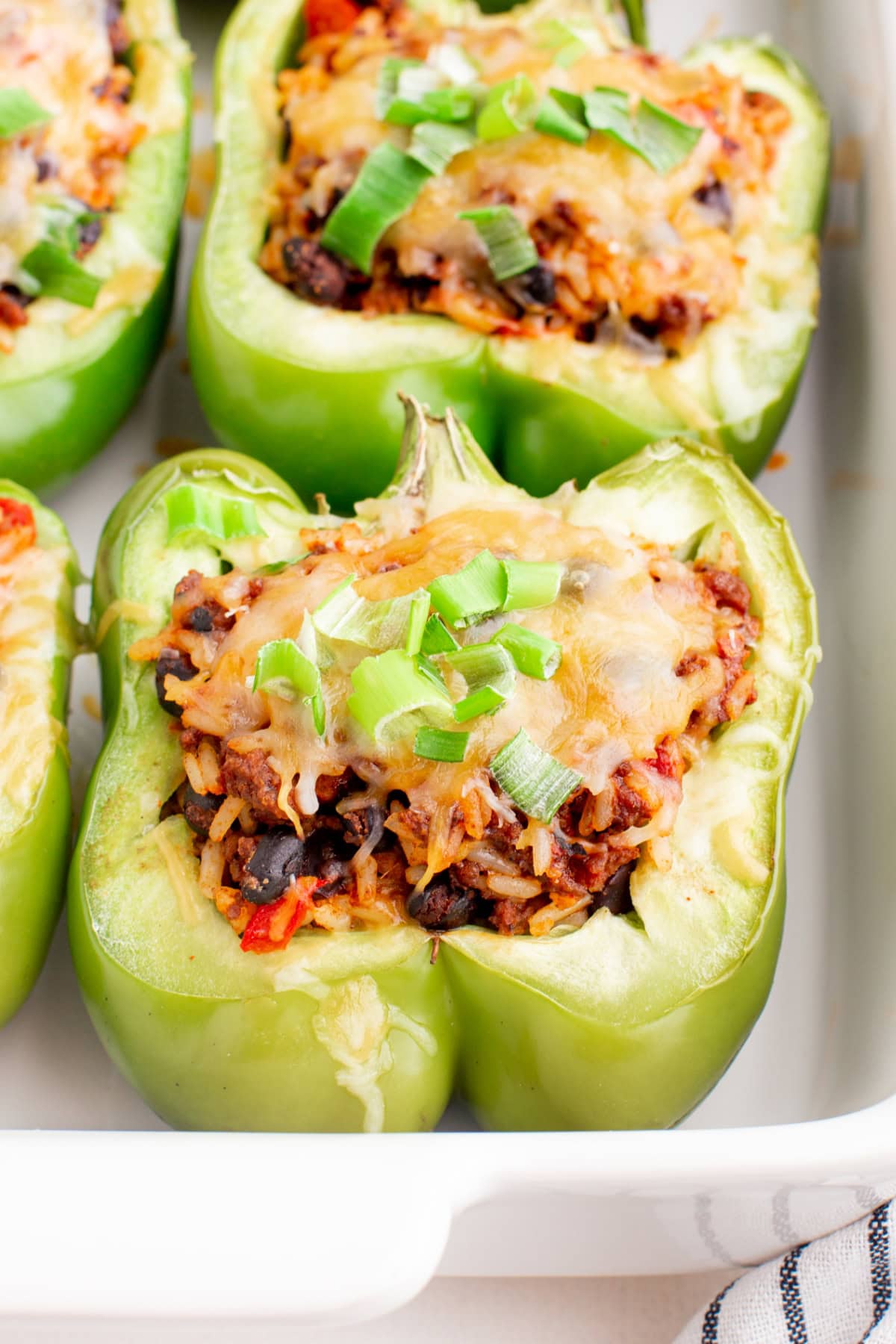 taco stuffed peppers in pan