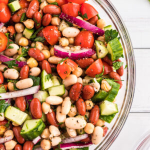 overhead shot of 3 bean salad