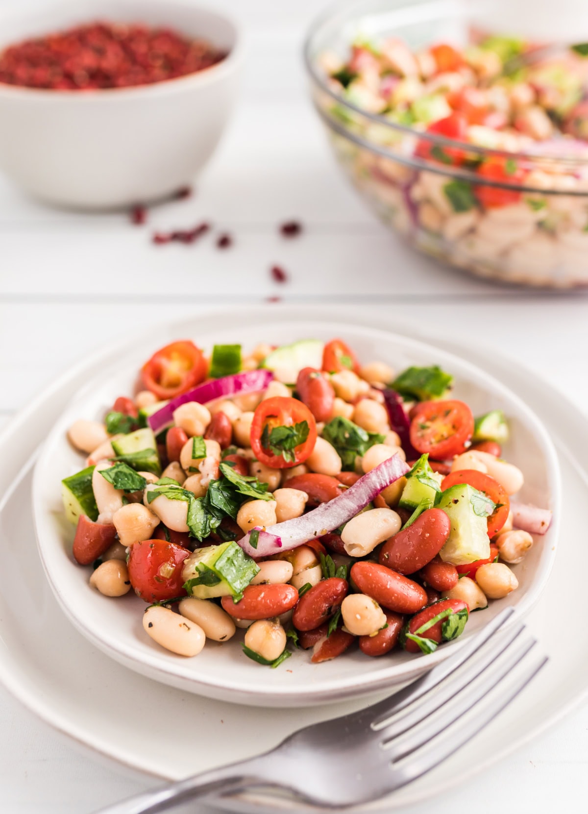 3 bean salad on plate