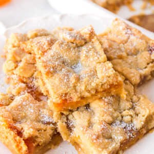 apricot shortbread bars displayed on platter