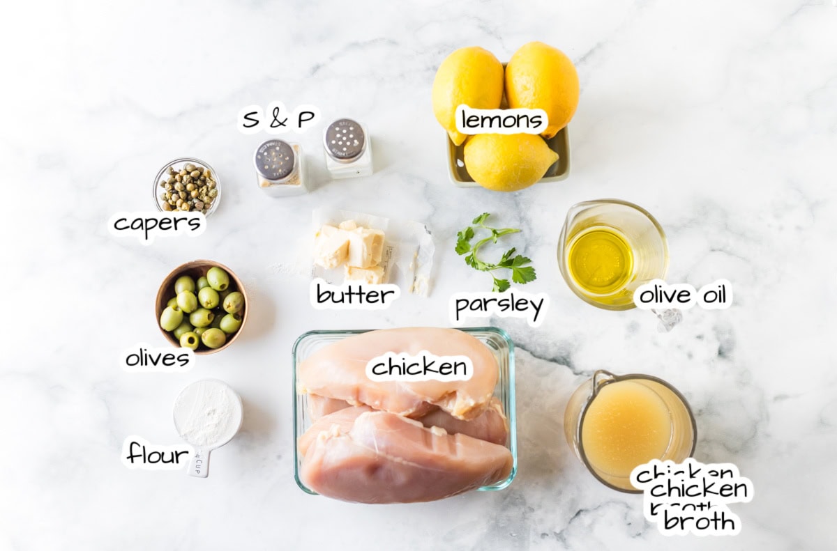 ingredients displayed for chicken with roasted lemons
