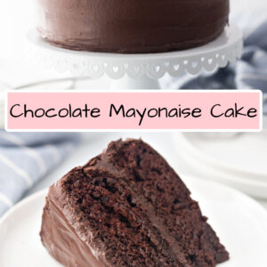 pinterest image for chocolate mayonnaise cake