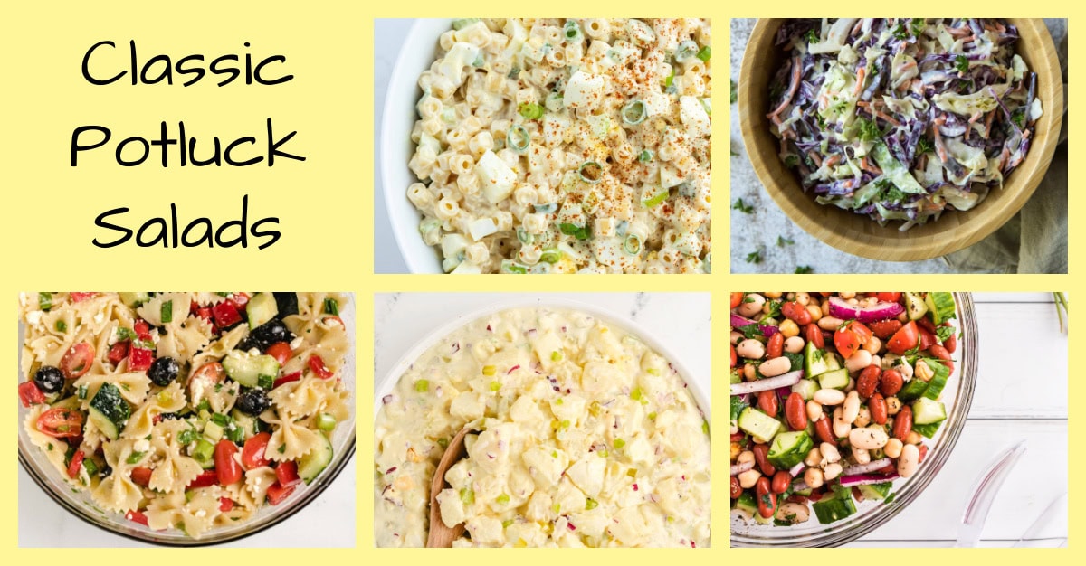 classic potluck salads collage