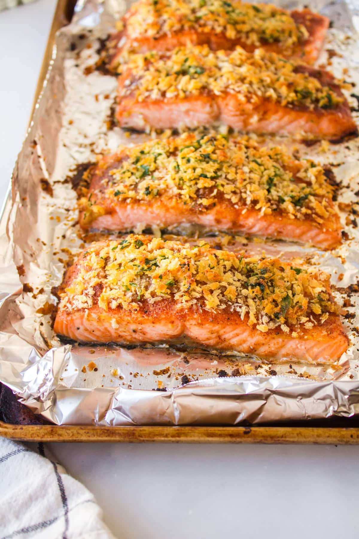 easy baked salmon on baking sheet