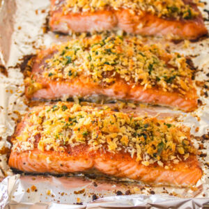 pinterest image for easy baked salmon