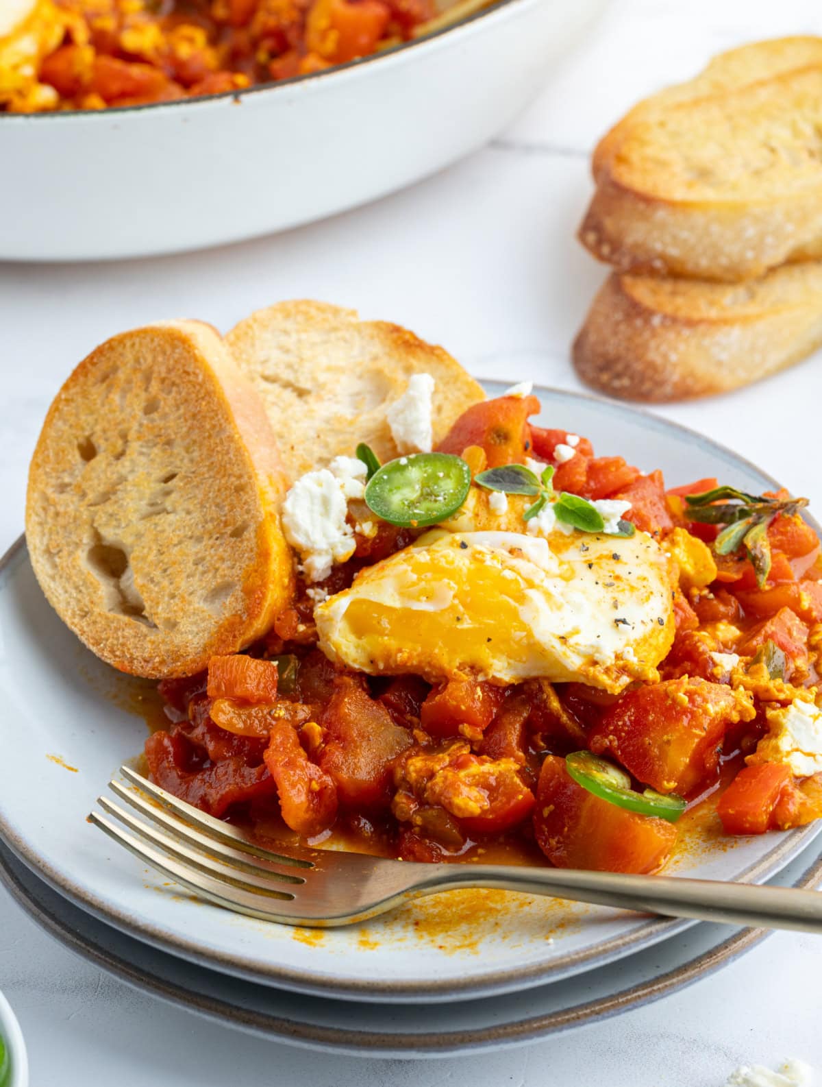 serving of shakshuka on plate