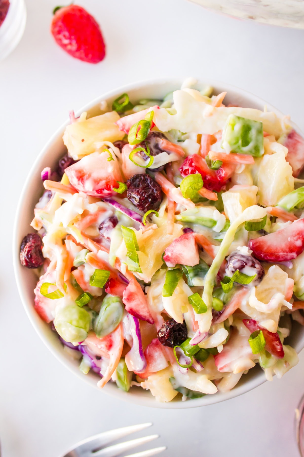 fruity coleslaw in bowl