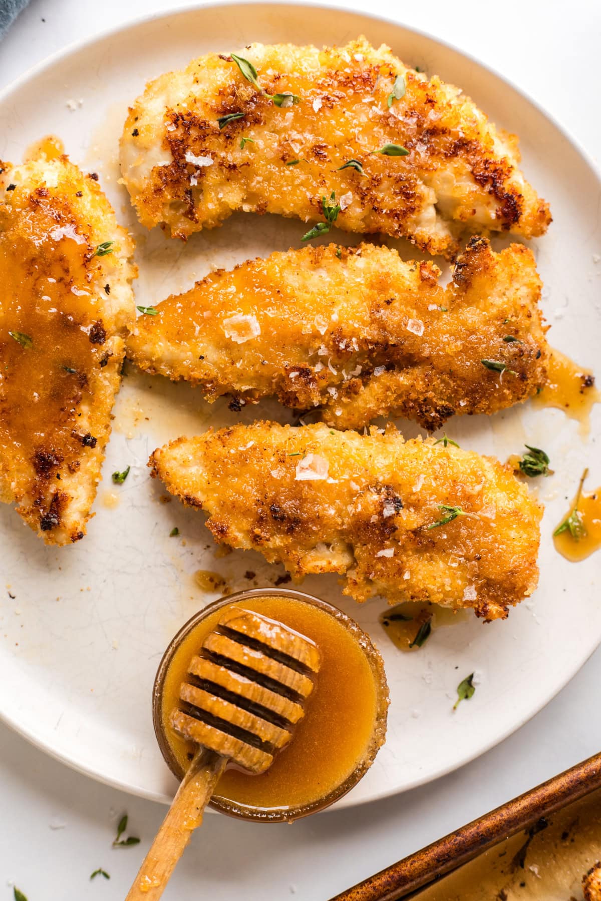 hot honey chicken tenders on a plate