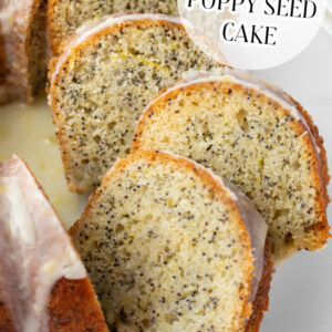 pinterest image for lemon and poppy seed cake