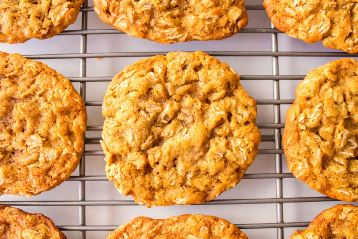 Oatmeal Refrigerator Cookies are easy slice-and-bake cookies with a soft chewy texture. Make the dough ahead and bake fresh anytime! oatmeal refrigerator cookies on cooling rack
