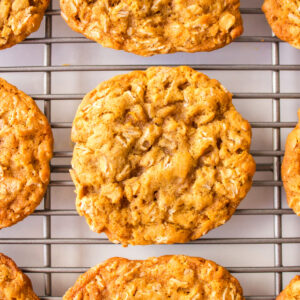 oatmeal refrigerator cookies on a cooling rack