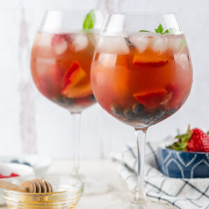 two glassess of berry iced tea sangria