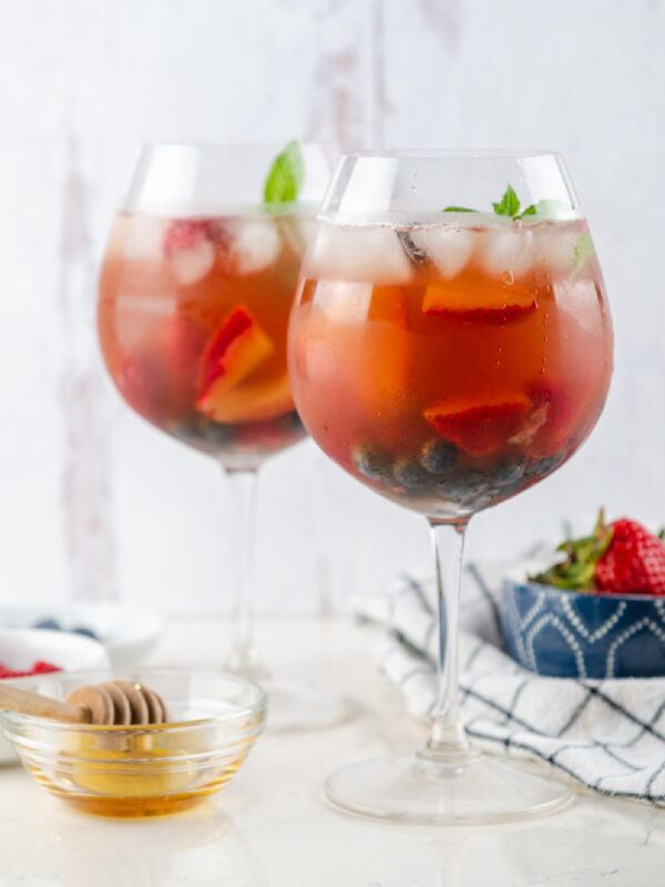 two glassess of berry iced tea sangria