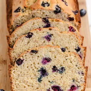 blueberry banana bread loaf sliced