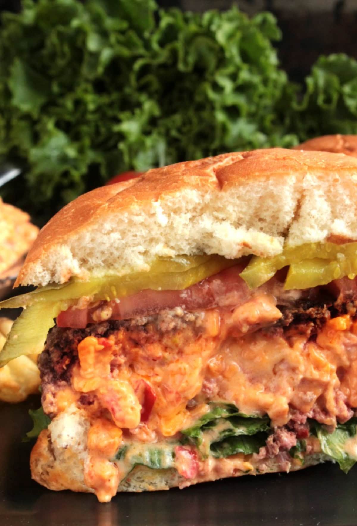 pimento cheese stuffed burger