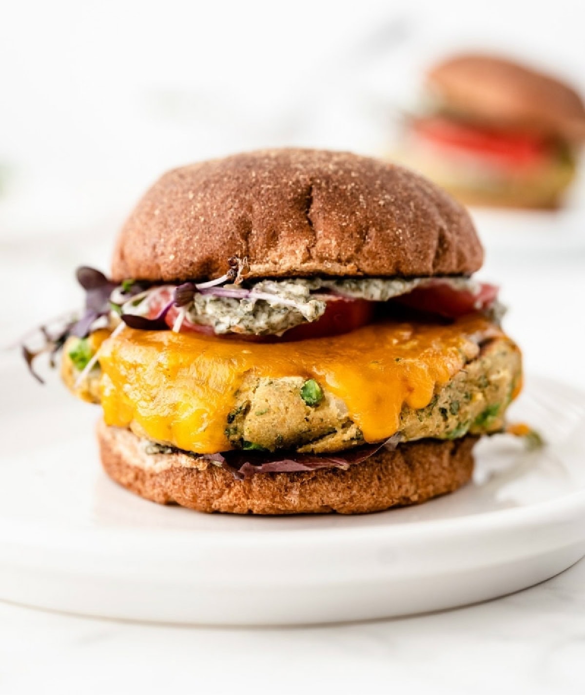 veggie burger with cilantro mayonnaise