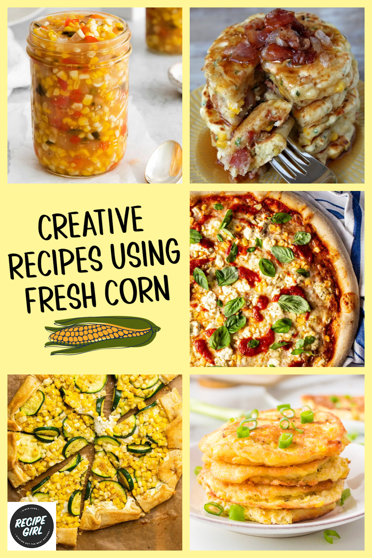 Looking for the best fresh corn recipes? This collection of 45 easy recipes using fresh corn and corn on the cob includes salads, casseroles, soups, side dishes, appetizers, grilled corn, pasta, and more. Whether you're using sweet summer corn from the farmers market or fresh-picked corn on the cob, you'll find plenty of delicious ideas for every meal! collage of creative recipes using fresh corn