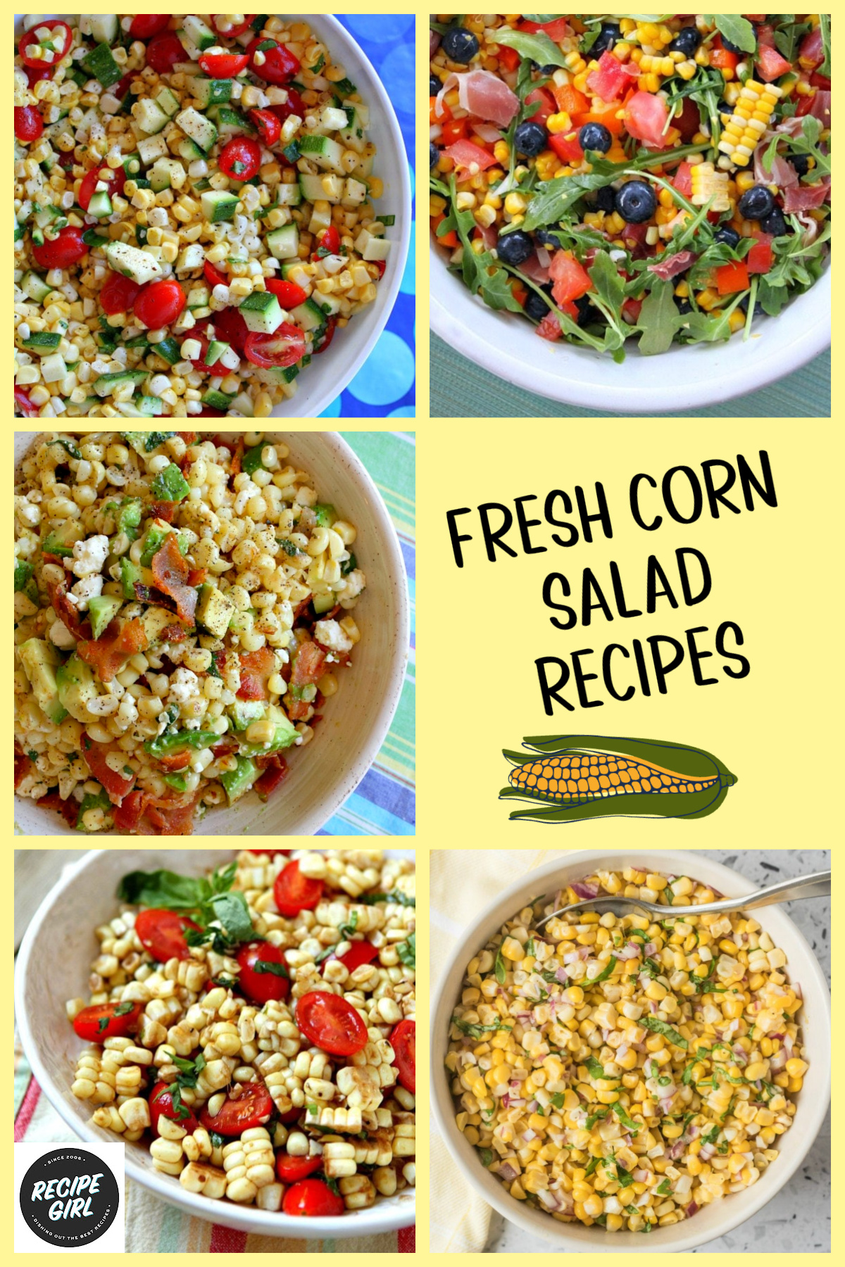 Looking for the best fresh corn recipes? This collection of 45 easy recipes using fresh corn and corn on the cob includes salads, casseroles, soups, side dishes, appetizers, grilled corn, pasta, and more. Whether you're using sweet summer corn from the farmers market or fresh-picked corn on the cob, you'll find plenty of delicious ideas for every meal! collage of fresh corn salad recipes