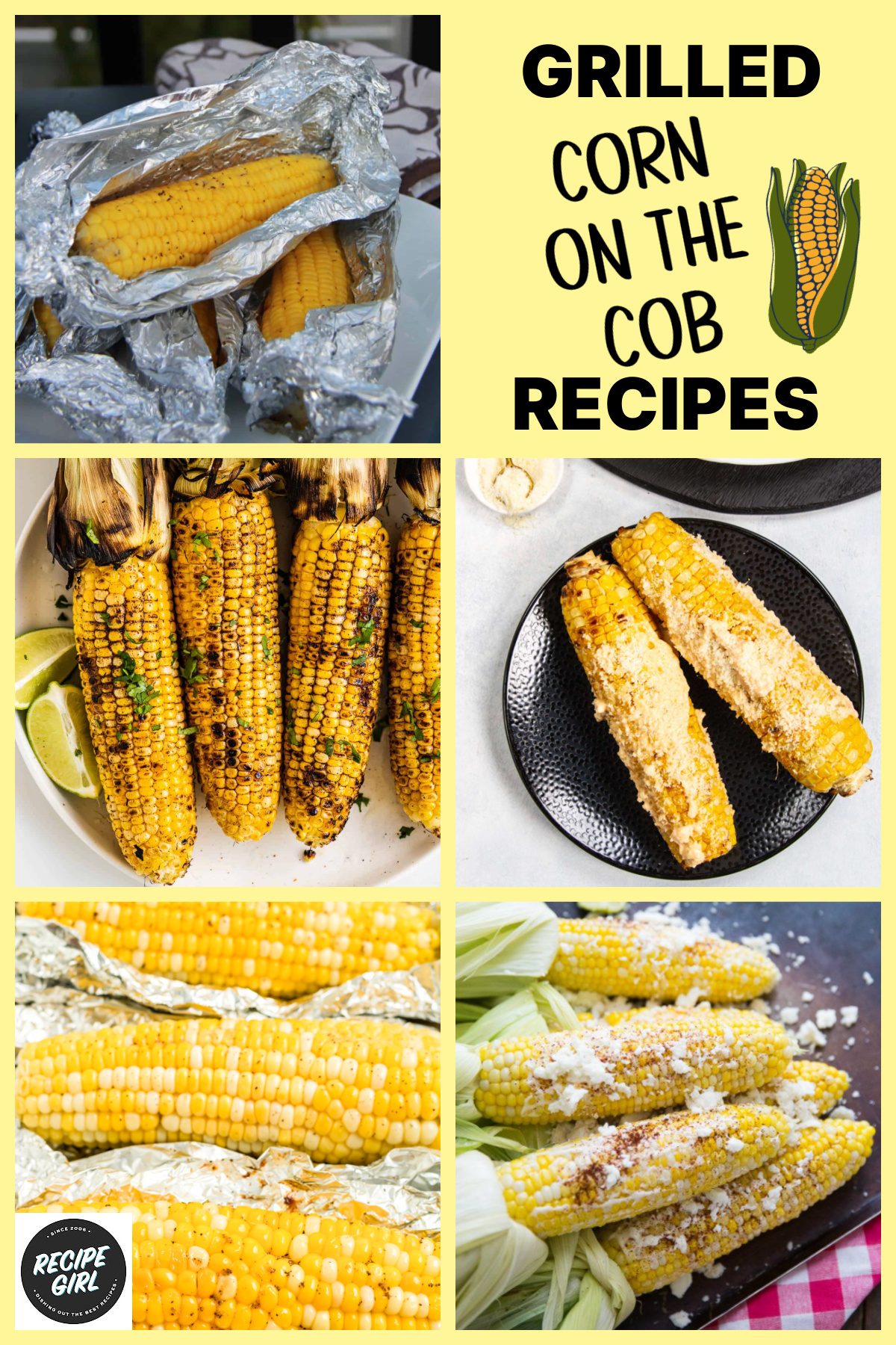 Looking for the best fresh corn recipes? This collection of 45 easy recipes using fresh corn and corn on the cob includes salads, casseroles, soups, side dishes, appetizers, grilled corn, pasta, and more. Whether you're using sweet summer corn from the farmers market or fresh-picked corn on the cob, you'll find plenty of delicious ideas for every meal! collage of grilled corn on the cob recipes