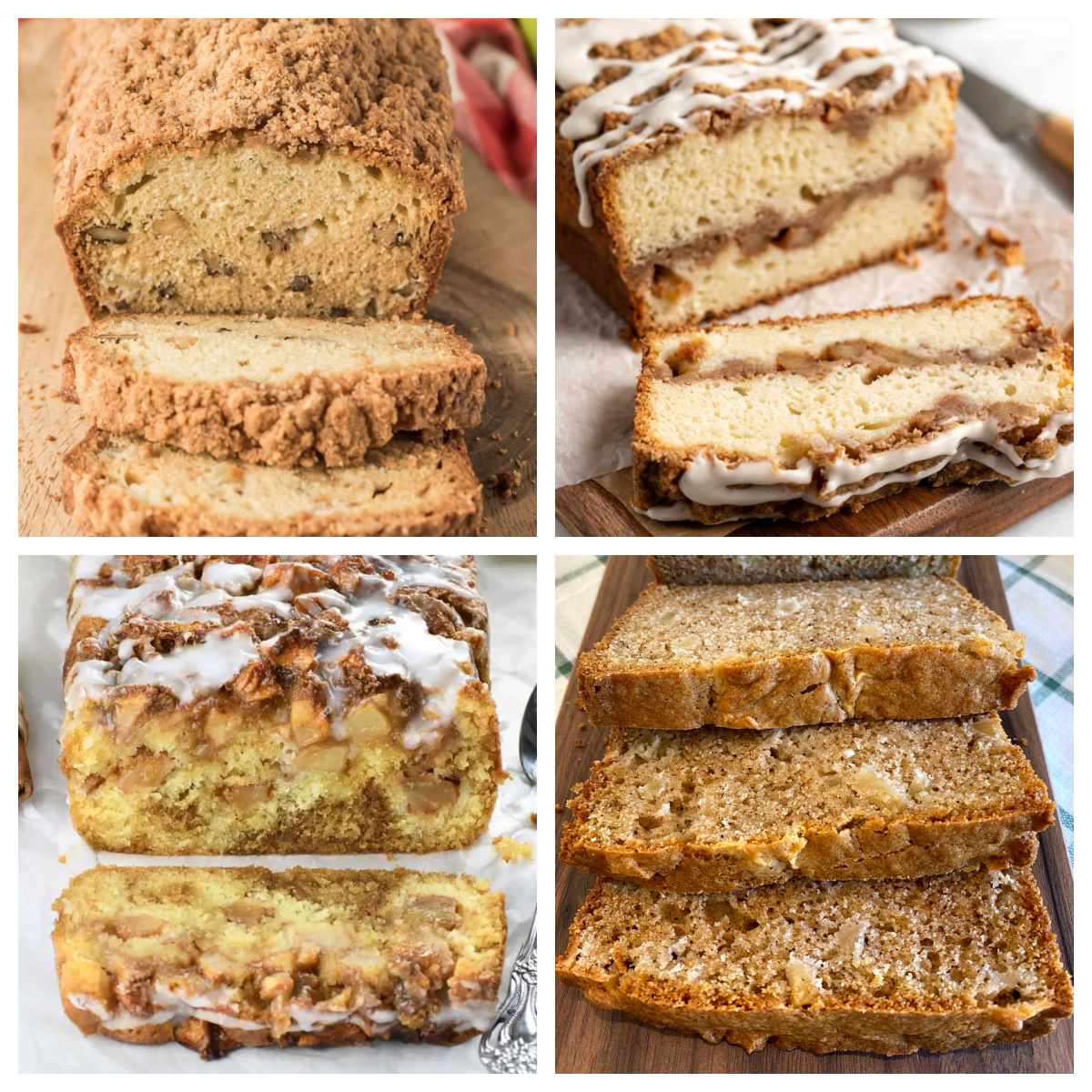 The 50 best apple recipes for fall! 🍎 Find delicious ways to use fresh apples with easy apple breads, muffins, cakes, pies, crisps, cobblers, breakfast recipes and desserts. Perfect for apple picking season, fall baking, Thanksgiving and anytime you have a big bag of apples to use. Save this collection of easy apple recipes for fall! collage of apple bread recipes