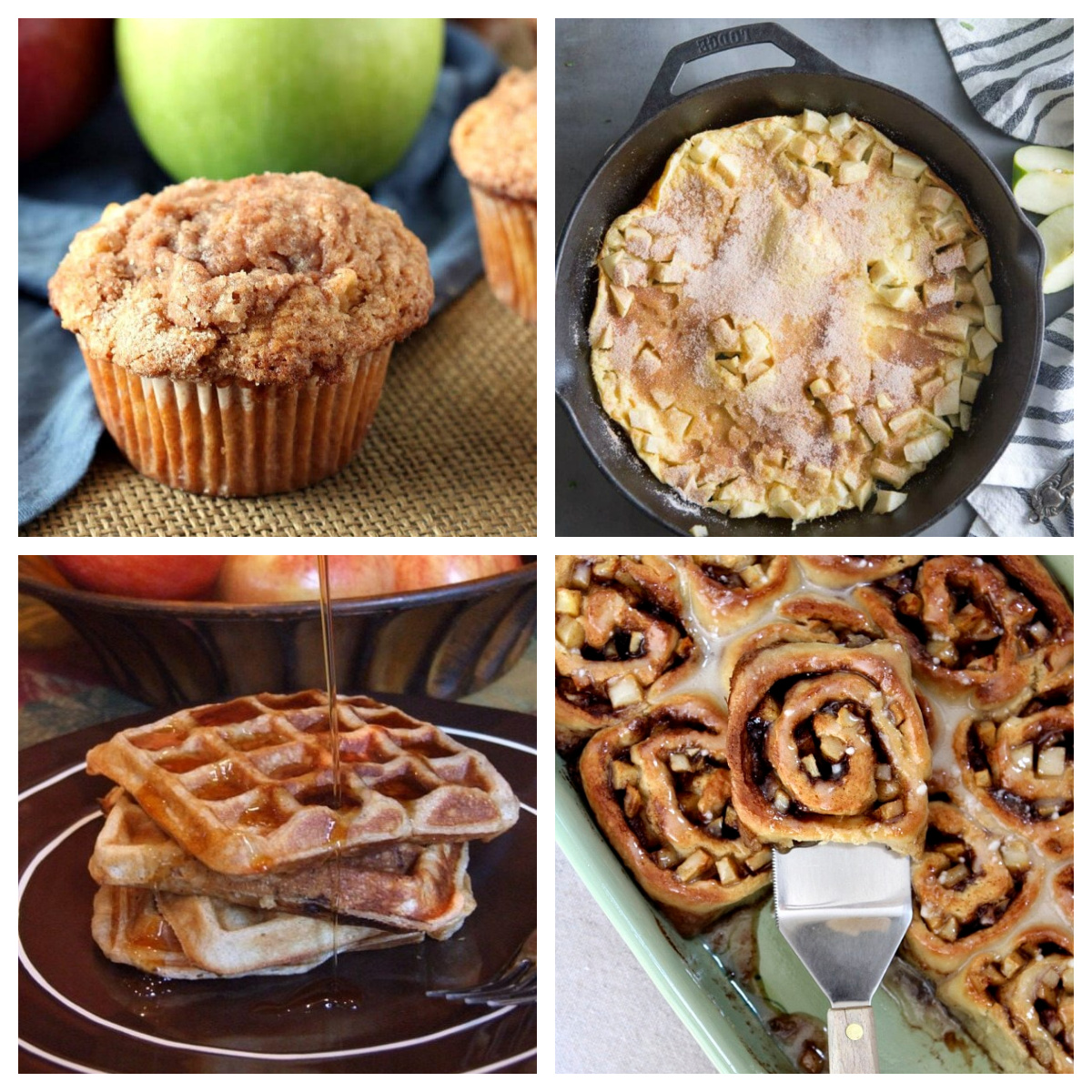 The 50 best apple recipes for fall! 🍎 Find delicious ways to use fresh apples with easy apple breads, muffins, cakes, pies, crisps, cobblers, breakfast recipes and desserts. Perfect for apple picking season, fall baking, Thanksgiving and anytime you have a big bag of apples to use. Save this collection of easy apple recipes for fall! collage of apple breakfast recipes