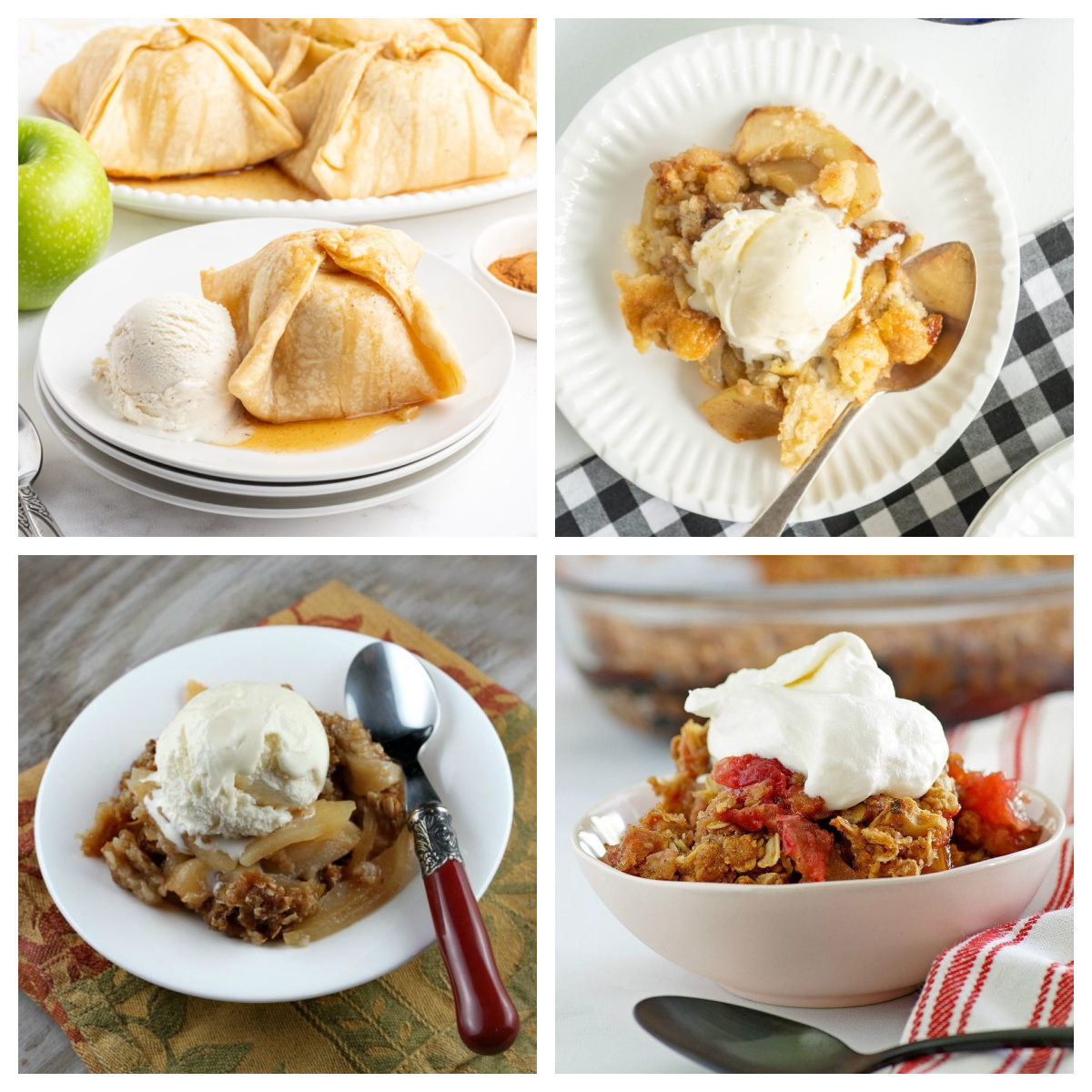 The 50 best apple recipes for fall! 🍎 Find delicious ways to use fresh apples with easy apple breads, muffins, cakes, pies, crisps, cobblers, breakfast recipes and desserts. Perfect for apple picking season, fall baking, Thanksgiving and anytime you have a big bag of apples to use. Save this collection of easy apple recipes for fall! Delicious apple dumplings served with vanilla ice cream on a white plate.