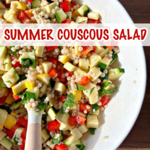 pinterest pin for summer couscous salad