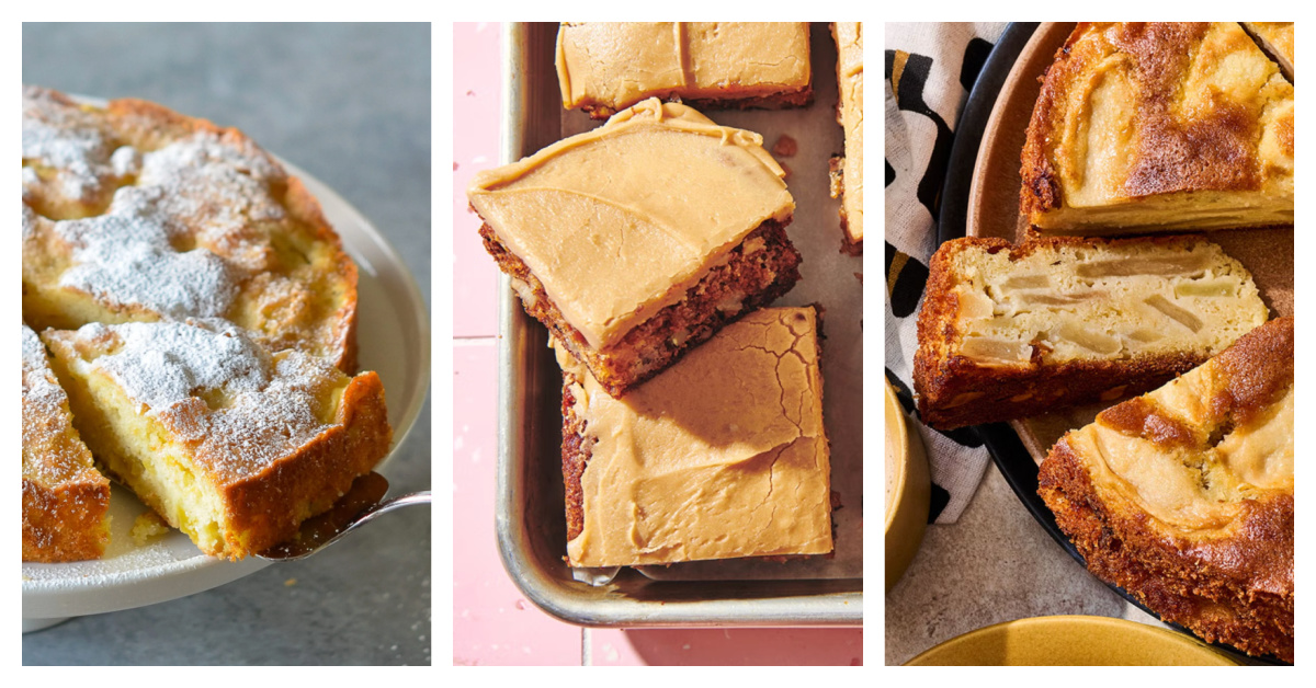 Looking for the best apple cake recipes? This collection is packed with cozy fall favorites, including classic apple cakes, Bundt cakes, coffee cakes, caramel apple cakes and more. Save this list for apple season and start baking! three photos of apple cake