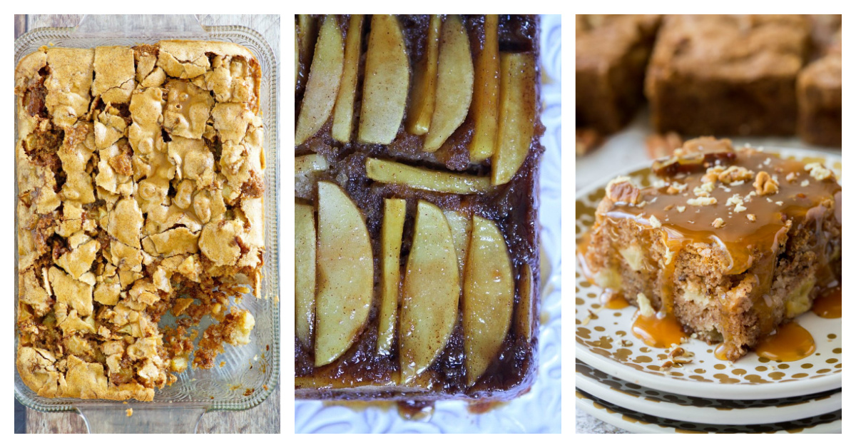 Looking for the best apple cake recipes? This collection is packed with cozy fall favorites, including classic apple cakes, Bundt cakes, coffee cakes, caramel apple cakes and more. Save this list for apple season and start baking! three caramel apple cakes