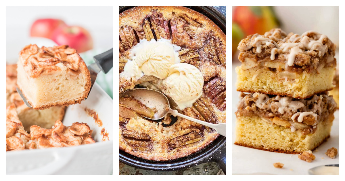 Looking for the best apple cake recipes? This collection is packed with cozy fall favorites, including classic apple cakes, Bundt cakes, coffee cakes, caramel apple cakes and more. Save this list for apple season and start baking! three apple coffee and crumb cakes