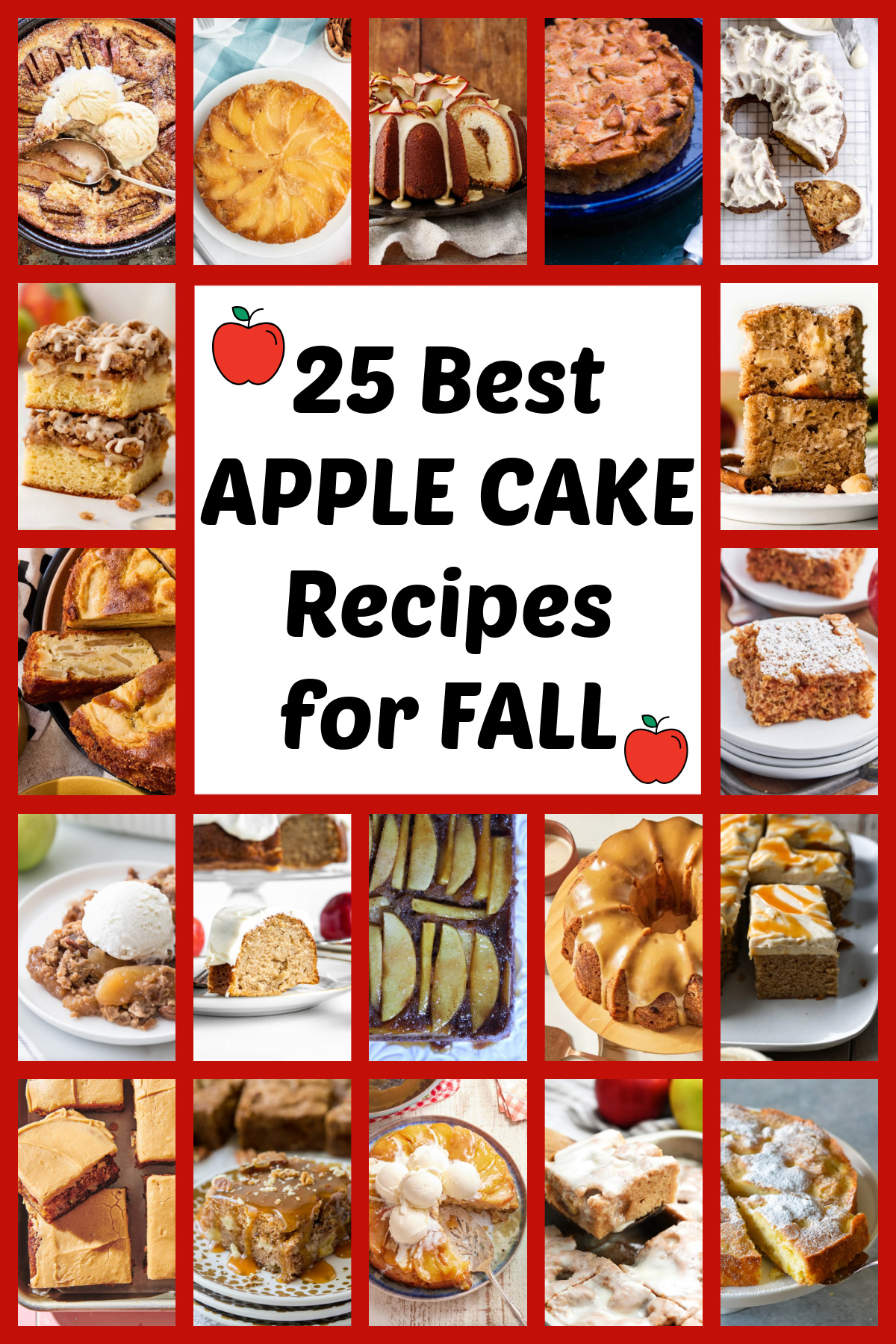Looking for the best apple cake recipes? This collection is packed with cozy fall favorites, including classic apple cakes, Bundt cakes, coffee cakes, caramel apple cakes and more. Save this list for apple season and start baking! Apple Cakes Collage