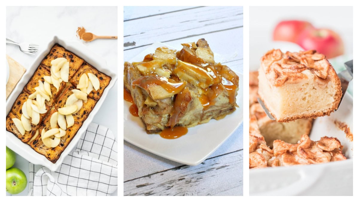 Looking for the best apple breakfast recipes for fall? This collection is filled with cozy favorites, including apple muffins, pancakes, waffles, French toast, cinnamon rolls, scones, oatmeal and quick breads. Save these easy apple breakfast ideas for weekend brunch, holiday mornings and all of apple season! three apple french toast and breakfast bake recipes