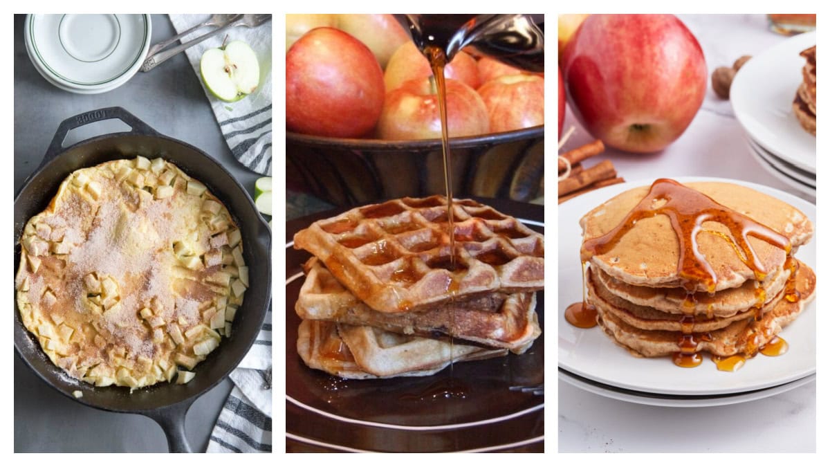 Looking for the best apple breakfast recipes for fall? This collection is filled with cozy favorites, including apple muffins, pancakes, waffles, French toast, cinnamon rolls, scones, oatmeal and quick breads. Save these easy apple breakfast ideas for weekend brunch, holiday mornings and all of apple season! three apple pancake and waffle recipes