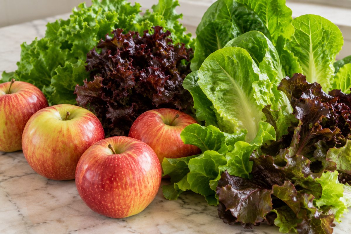 apples and lettuce