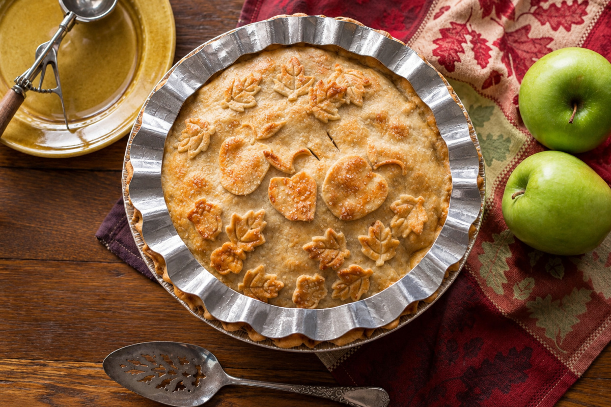 pie crust shielded apple pie