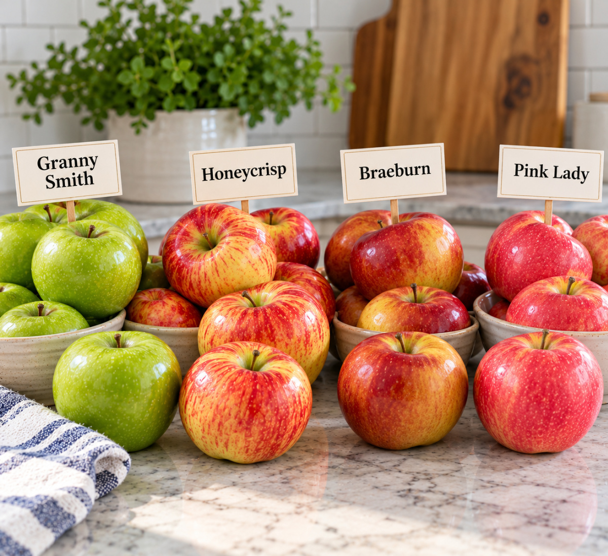Looking for the best apple breakfast recipes for fall? This collection is filled with cozy favorites, including apple muffins, pancakes, waffles, French toast, cinnamon rolls, scones, oatmeal and quick breads. Save these easy apple breakfast ideas for weekend brunch, holiday mornings and all of apple season! types of apples on a counter