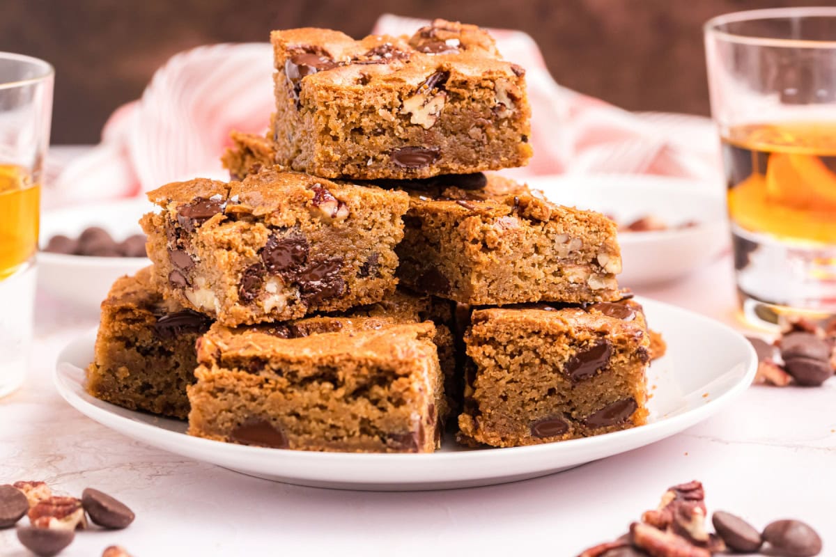bourbon bars in a stack on plate