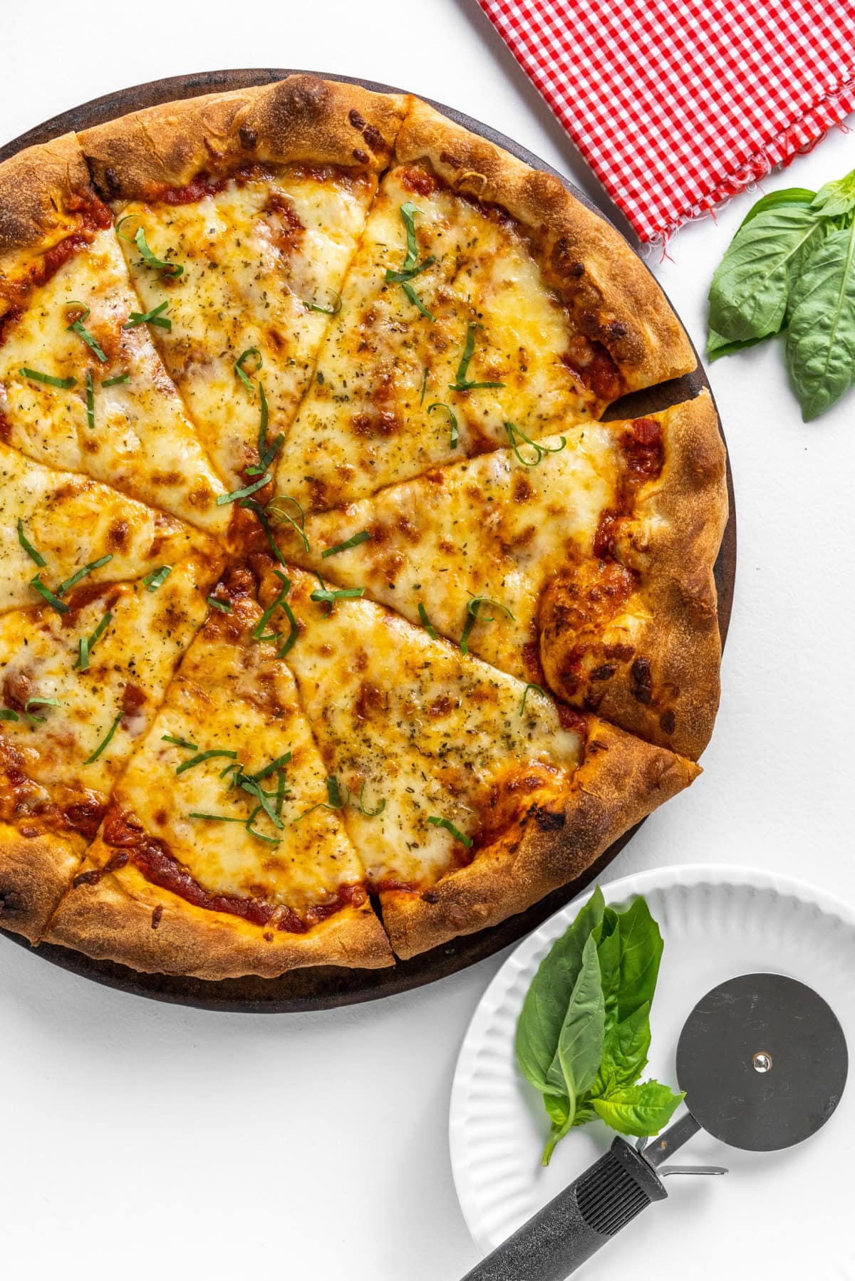 cheese pizza cut into slices