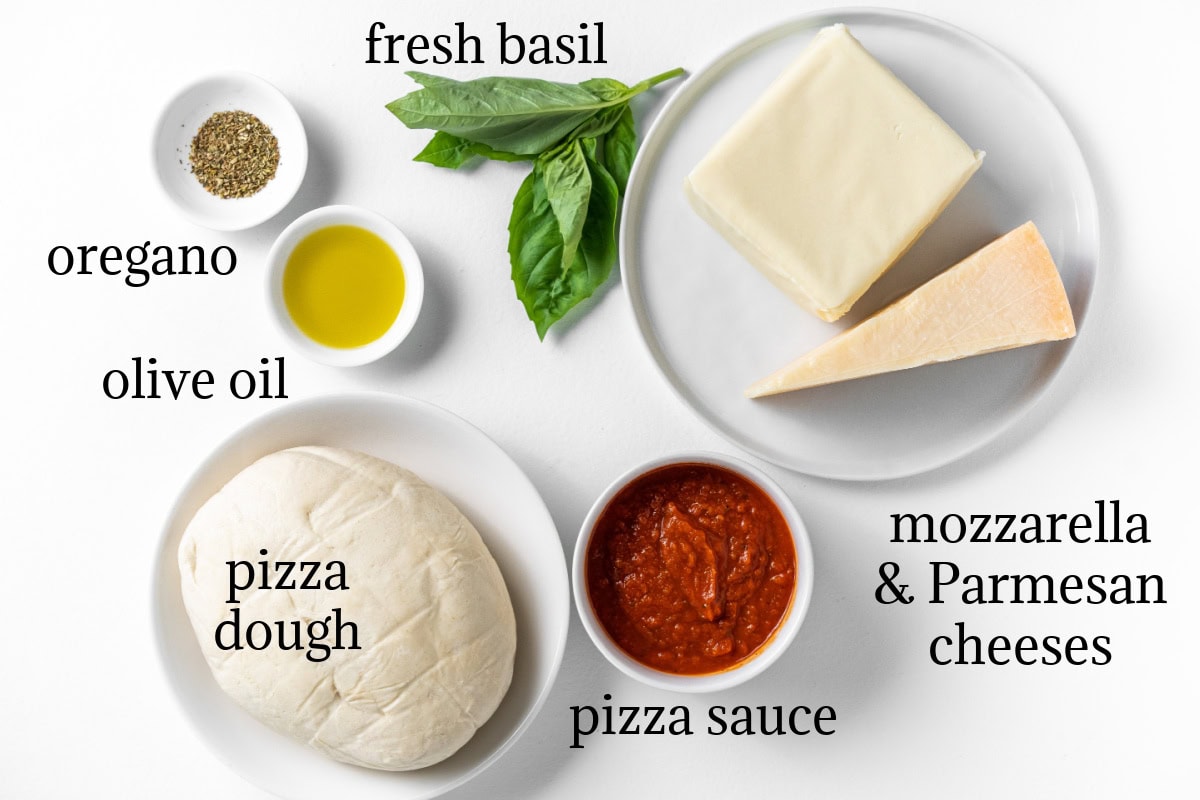 ingredients displayed for making cheese pizza