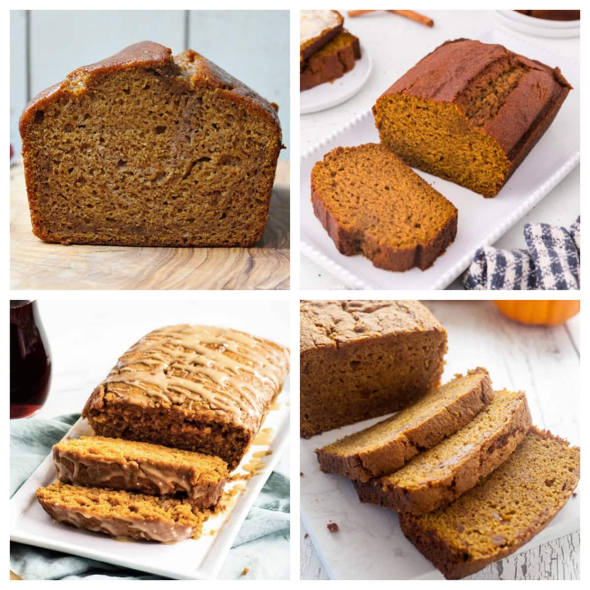 collage of classic pumpkin bread recipes