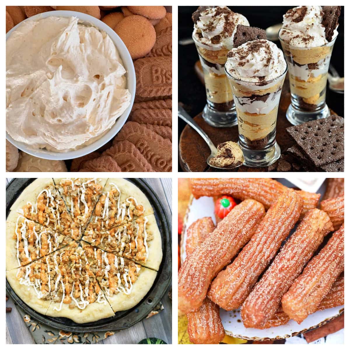 Looking for pumpkin desserts besides pie? These 25 unique pumpkin dessert recipes include pumpkin fudge, tiramisu, trifle, ice cream, bread pudding, mousse, milkshakes and more! Fun and delicious fall desserts for Halloween parties, Thanksgiving and pumpkin season. Fun Pumpkin Dessert Recipes collage