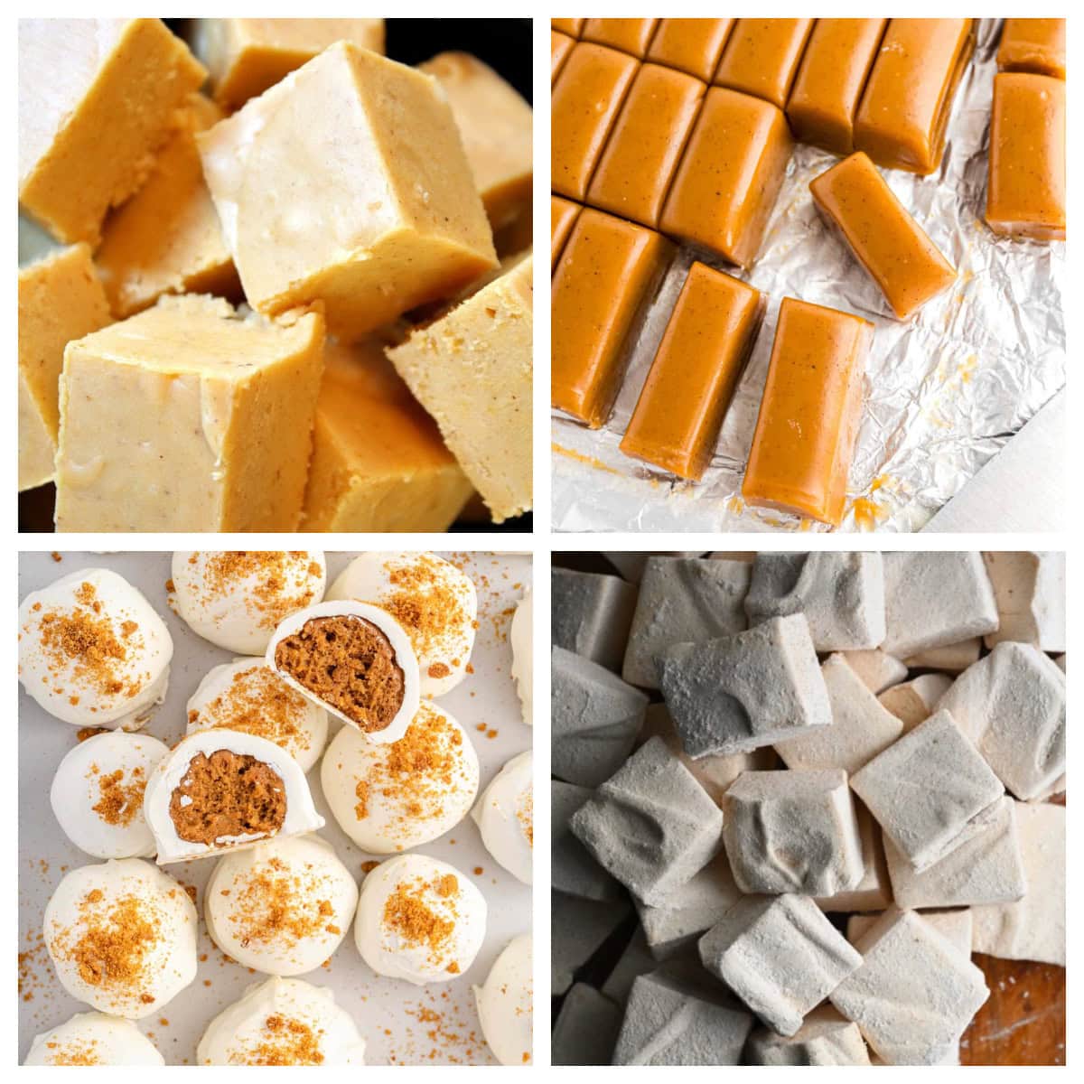 Looking for pumpkin desserts besides pie? These 25 unique pumpkin dessert recipes include pumpkin fudge, tiramisu, trifle, ice cream, bread pudding, mousse, milkshakes and more! Fun and delicious fall desserts for Halloween parties, Thanksgiving and pumpkin season. pumpkin candies and sweet treats collage