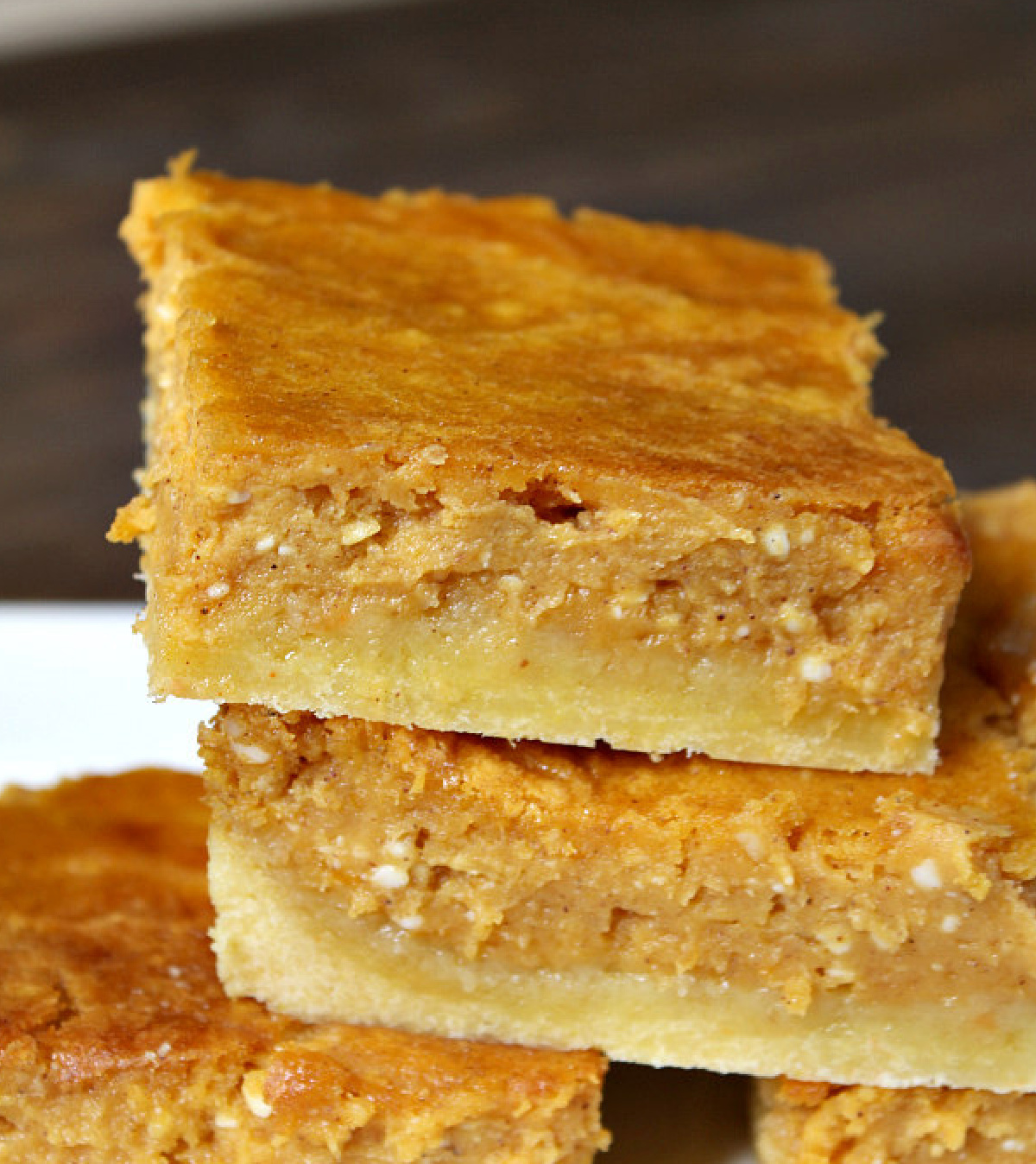 pumpkin gooey butter bars stacked